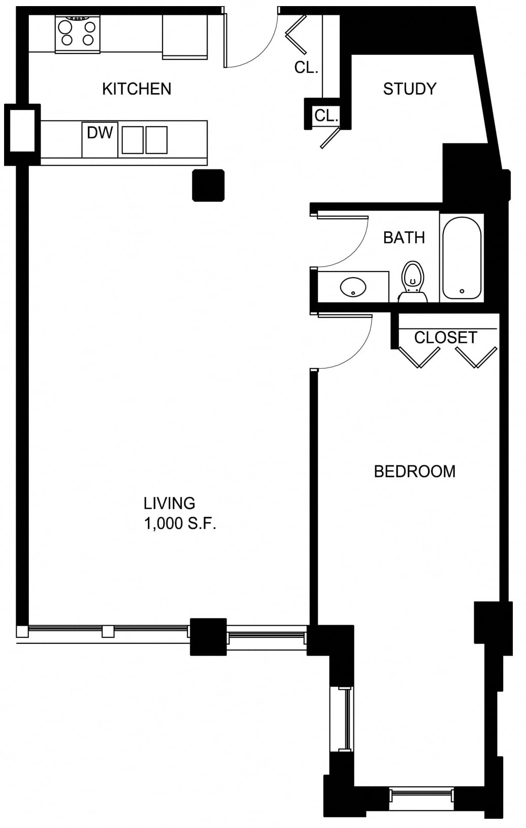 1 Bed/1 Bath Den-P AD5 floor plan