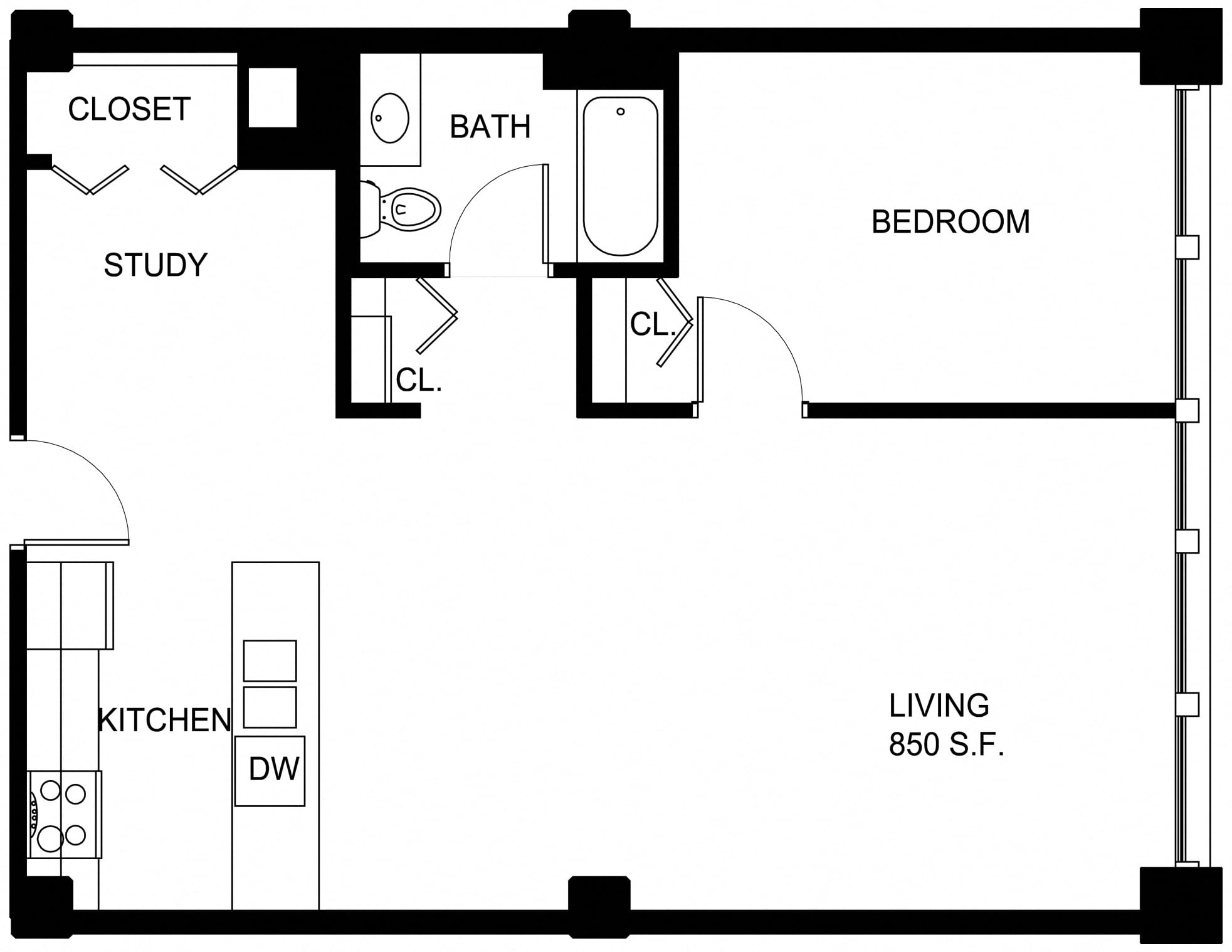 1 Bed/1 Bath Den-P AD2 floor plan