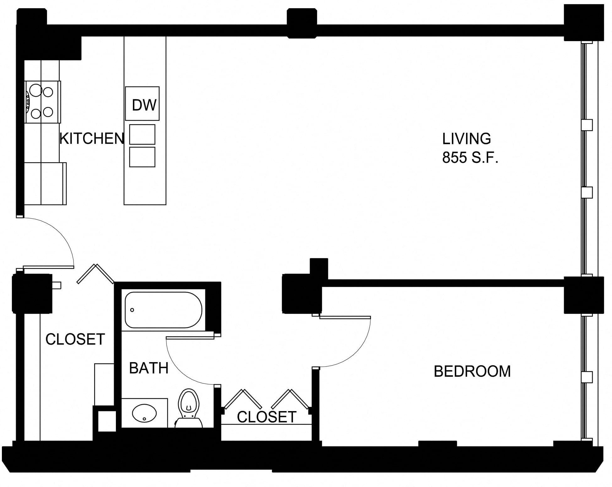 1 Bed/1 Bath-P A10 floor plan