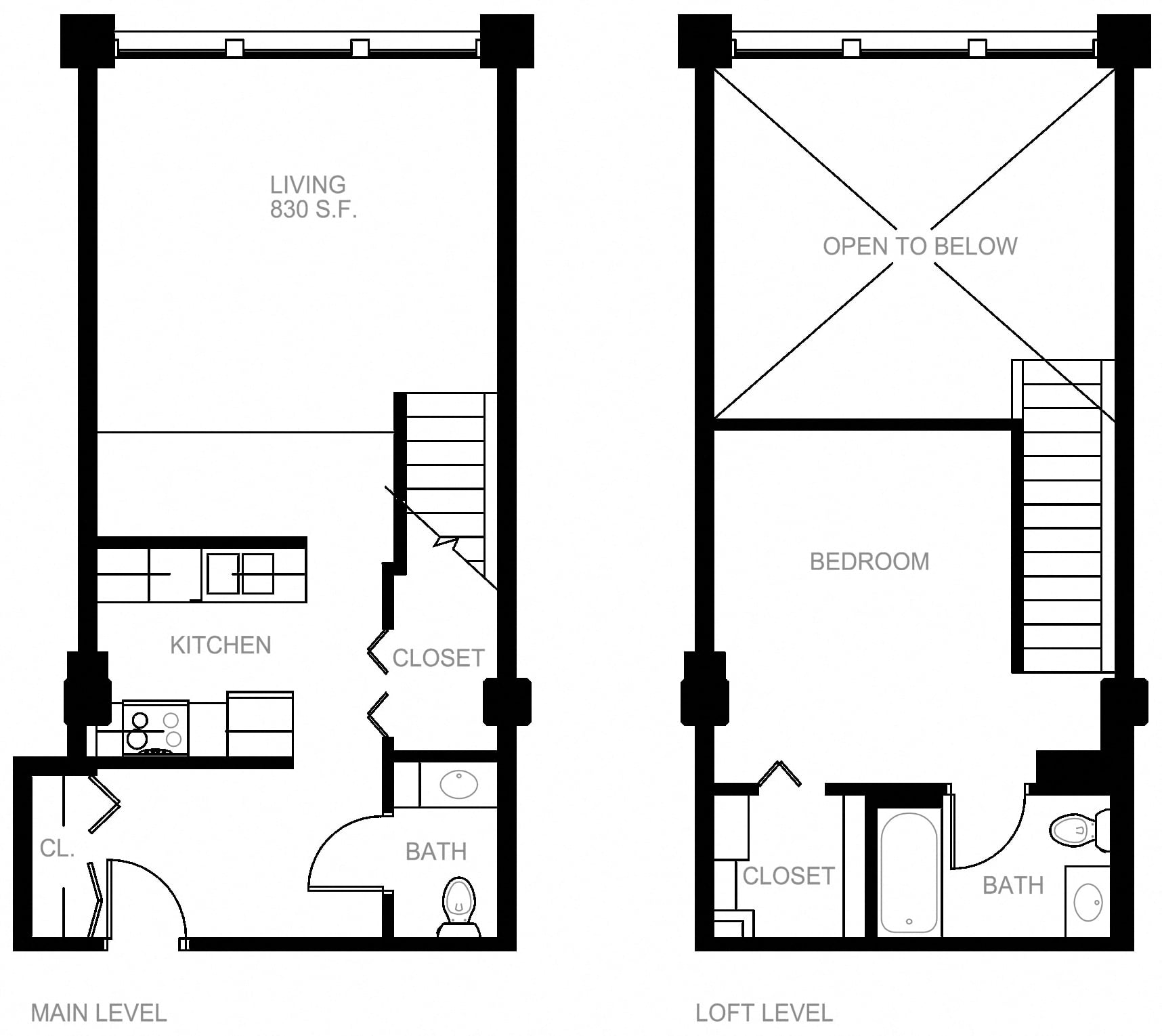 1 Bed/1.5 Bath Loft-P AL1-2 floor plan