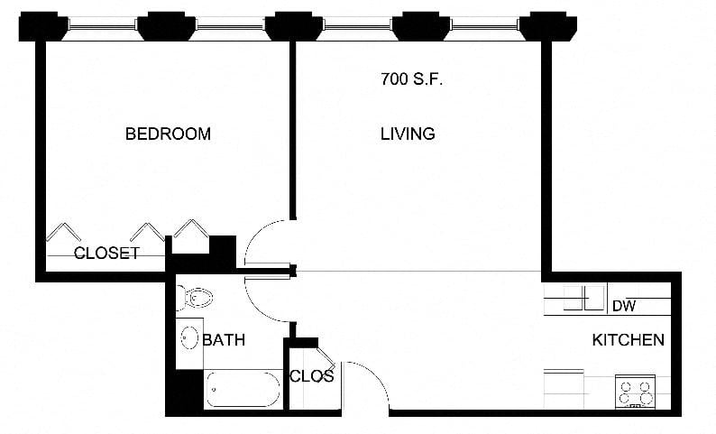 1 Bed/1 Bath P-A8 floor plan
