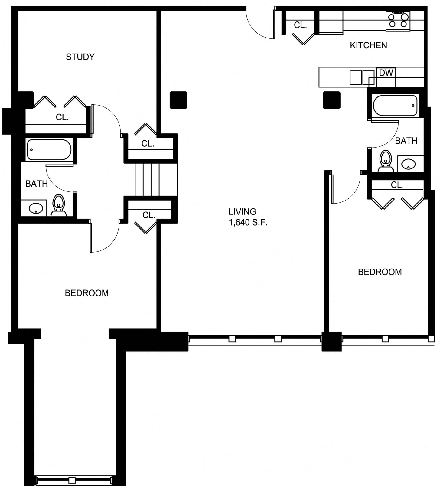 2 Bed/2 Bath Den-P BD4 floor plan