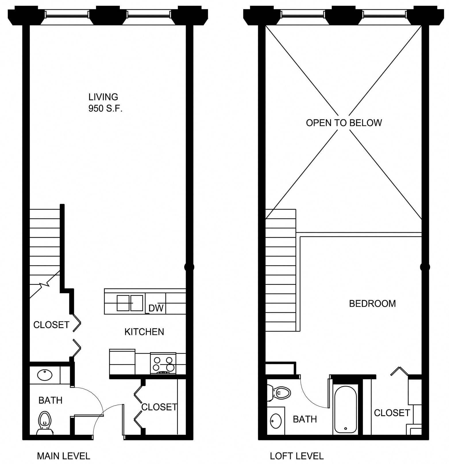 1 Bed/1.5 Bath Loft-P AL4-8 floor plan