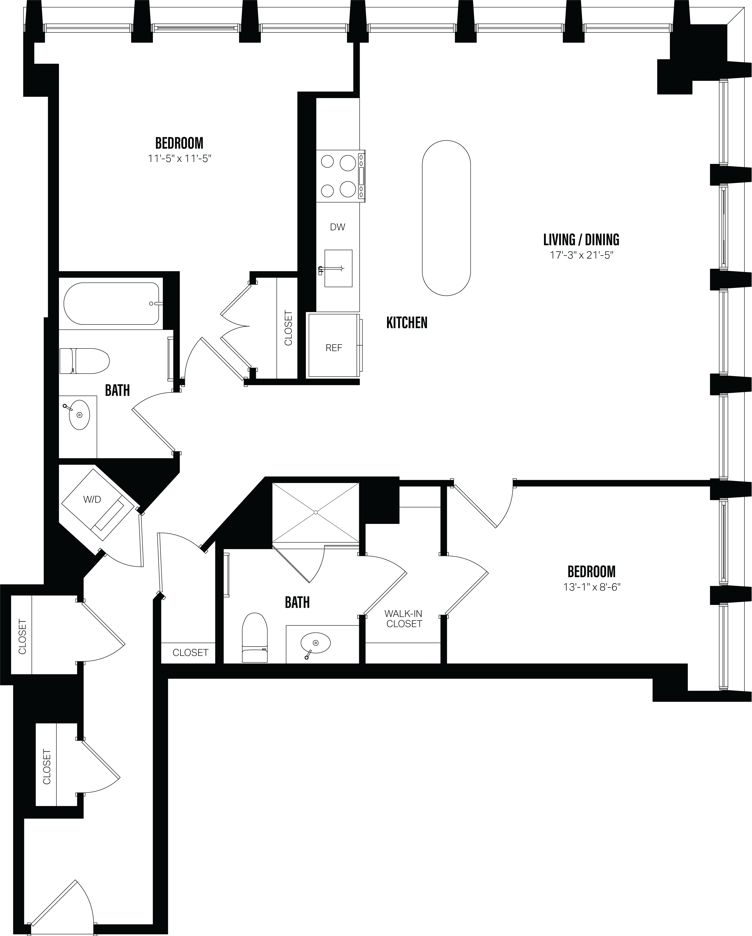 2 Bed/2 Bath-F1 floor plan