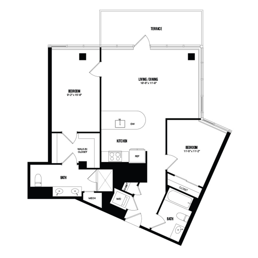 2 Bed/2 Bath-F7 floor plan