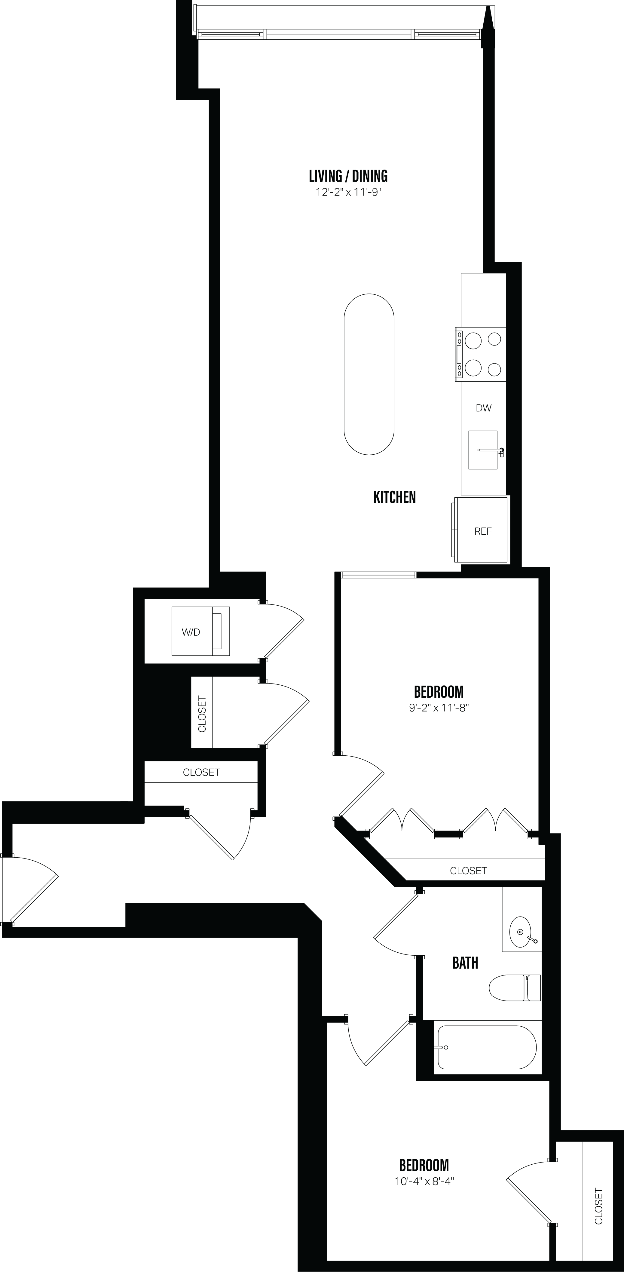 Junior 1 Bed/1 Bath Den-D1.1 floor plan