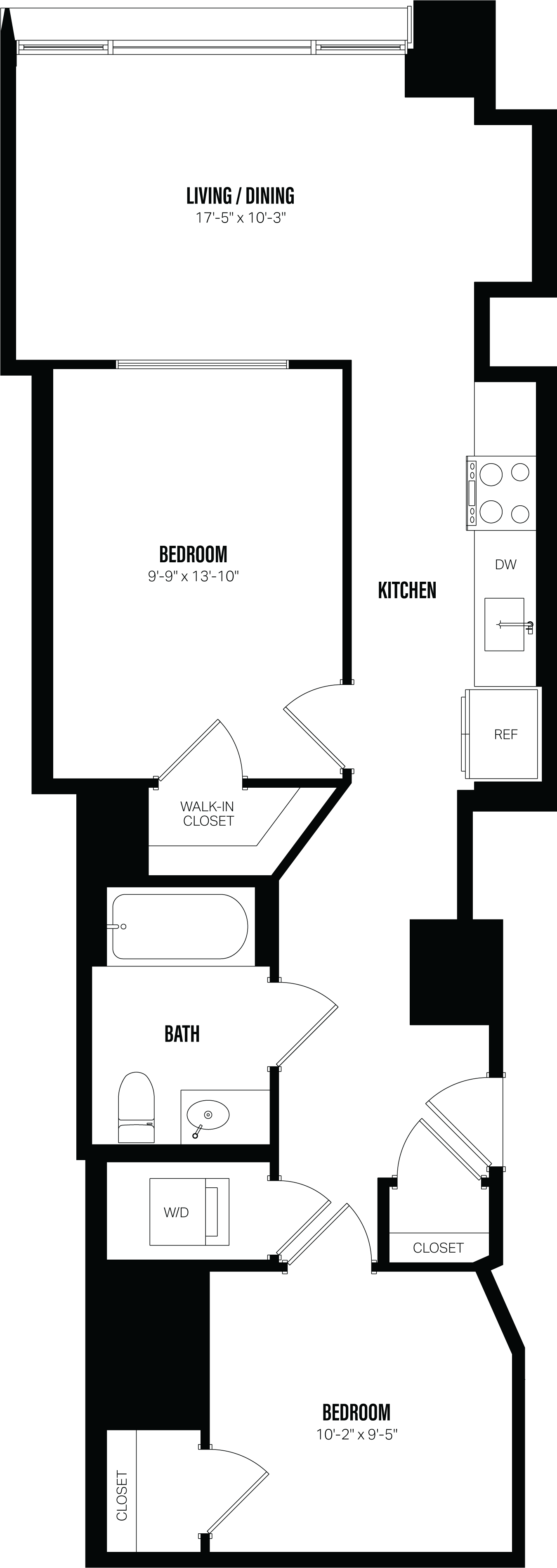 Junior 1 Bed/1 Bath Den-D2.1 floor plan