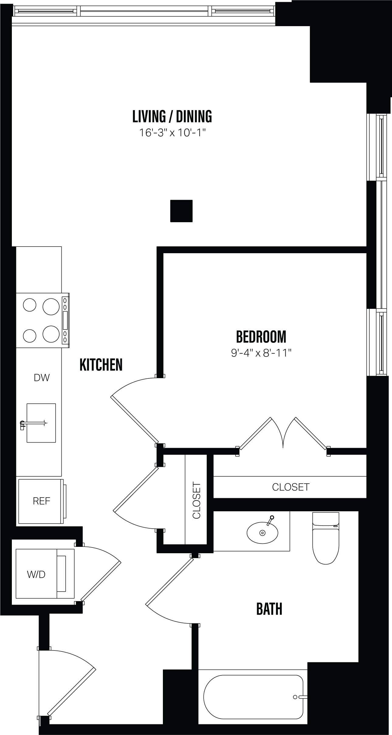 1 Bed/1 Bath-C6A floor plan