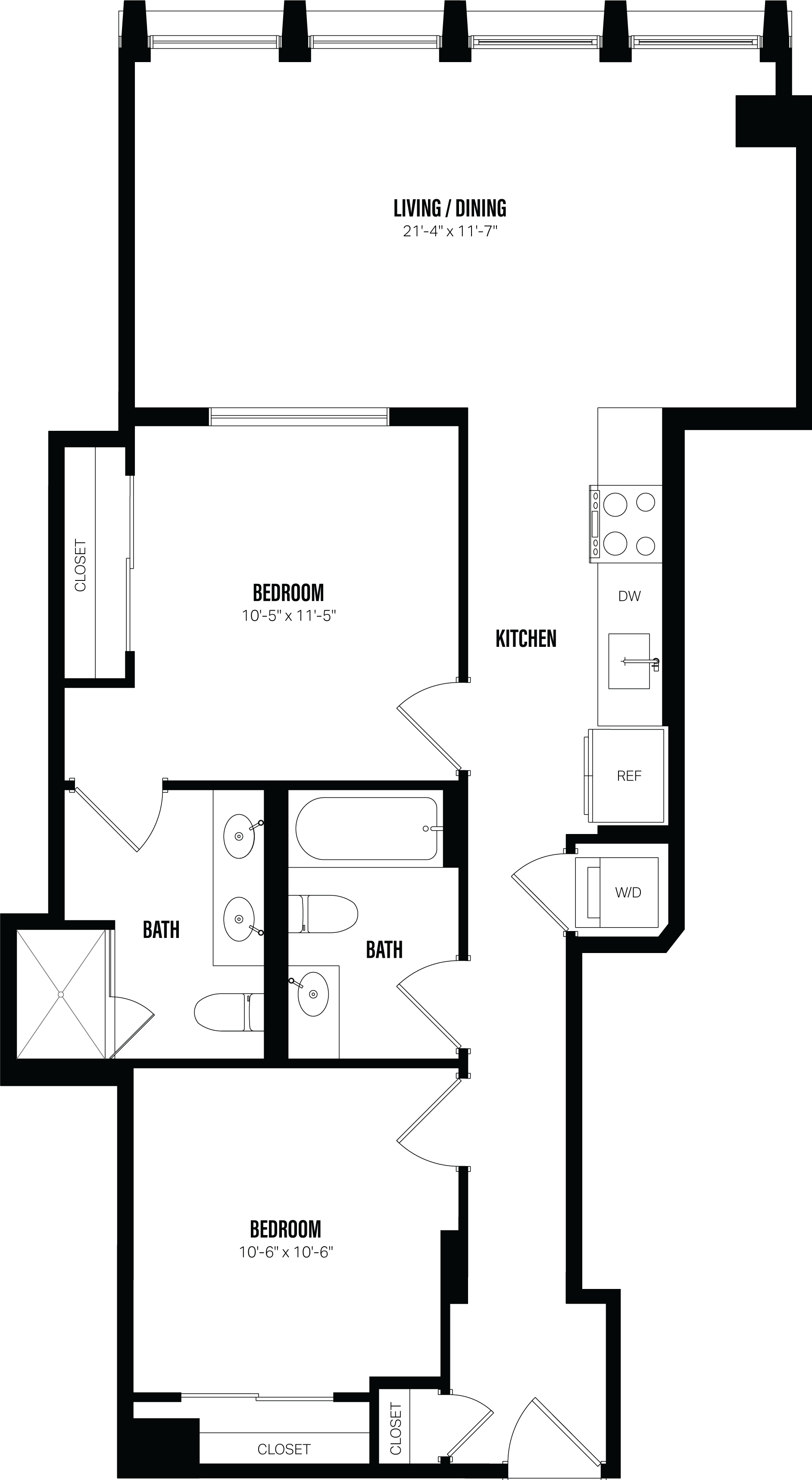 Junior 1 Bed/2 Bath Den-D3 floor plan