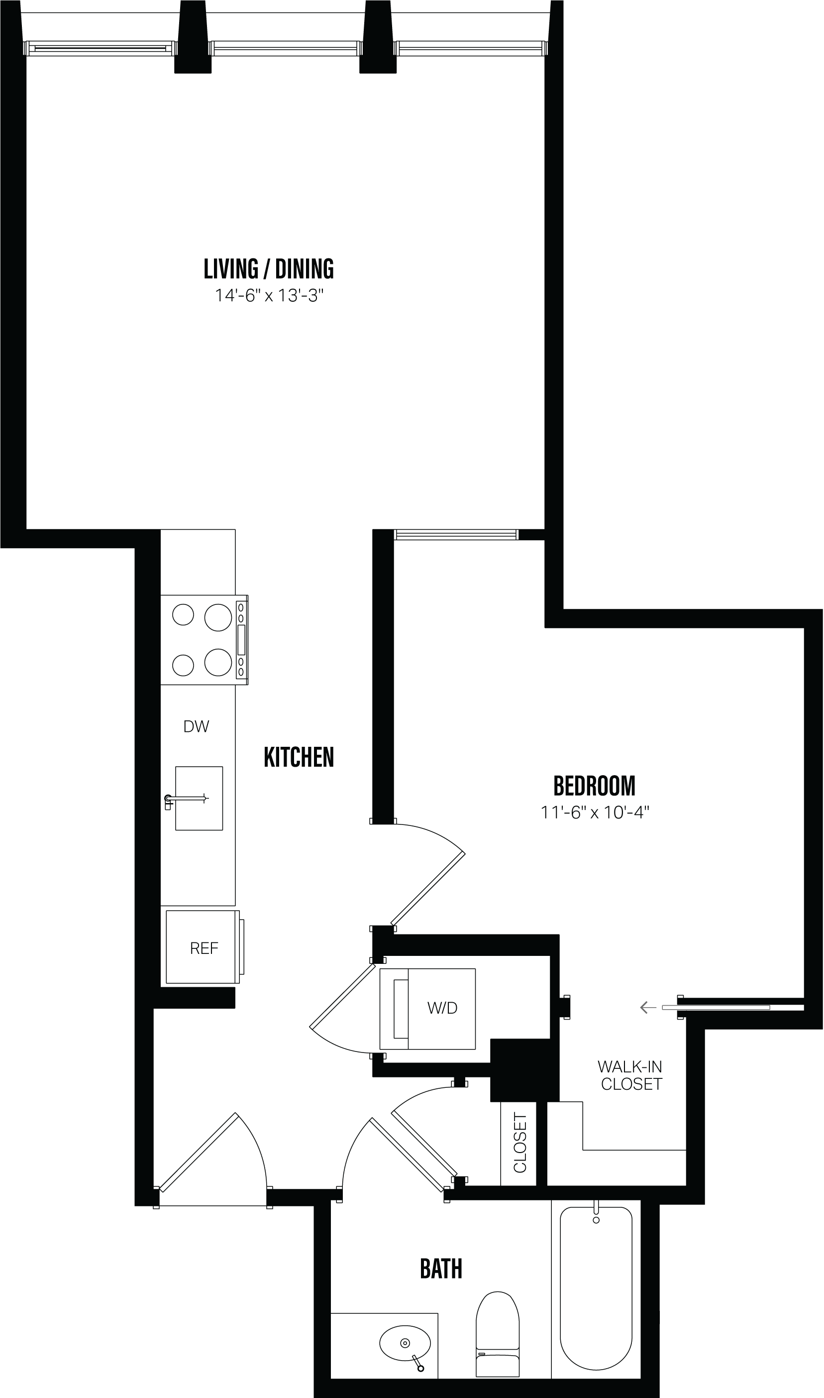 Junior 1 Bed/1 Bath-B4 floor plan