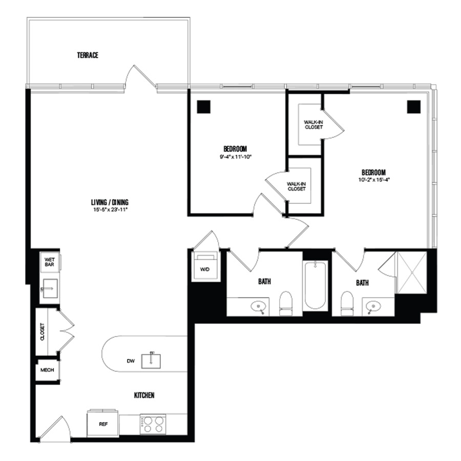 2 Bed/2 Bath-F6 floor plan