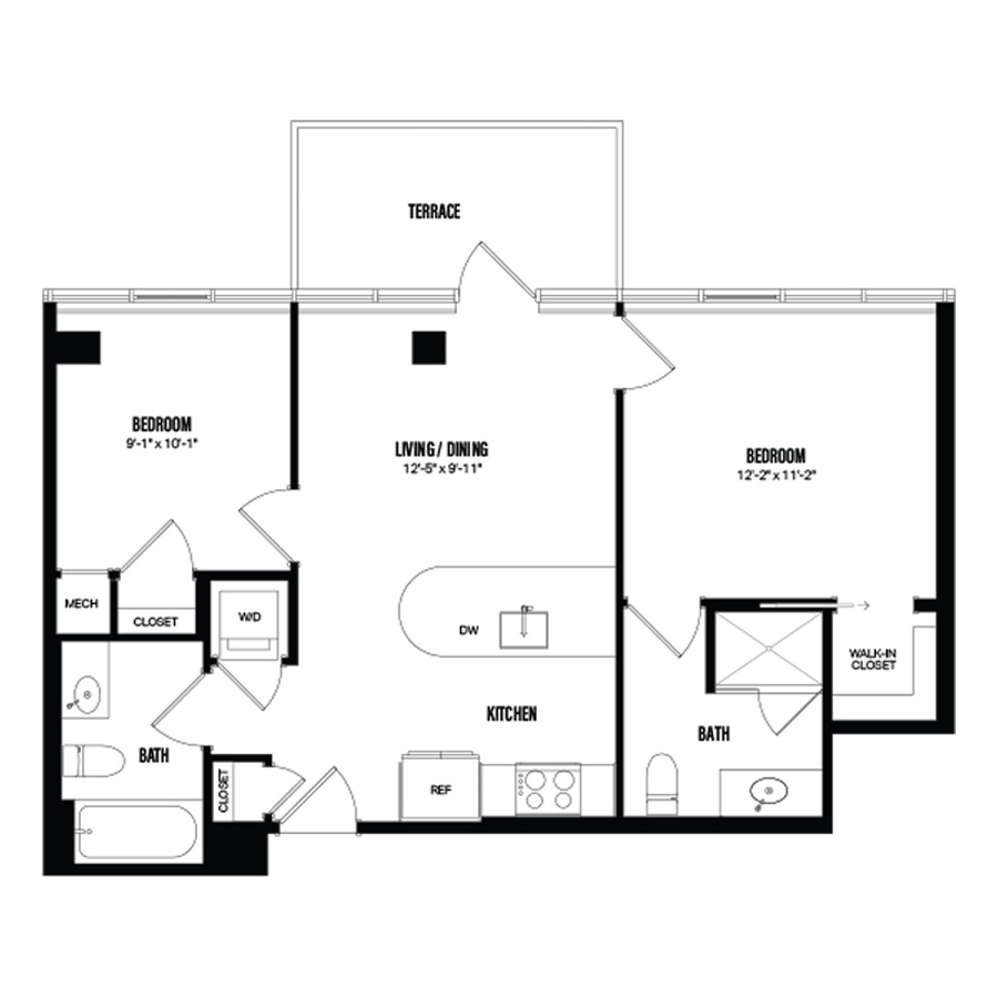 2 Bed/2 Bath-F8 floor plan