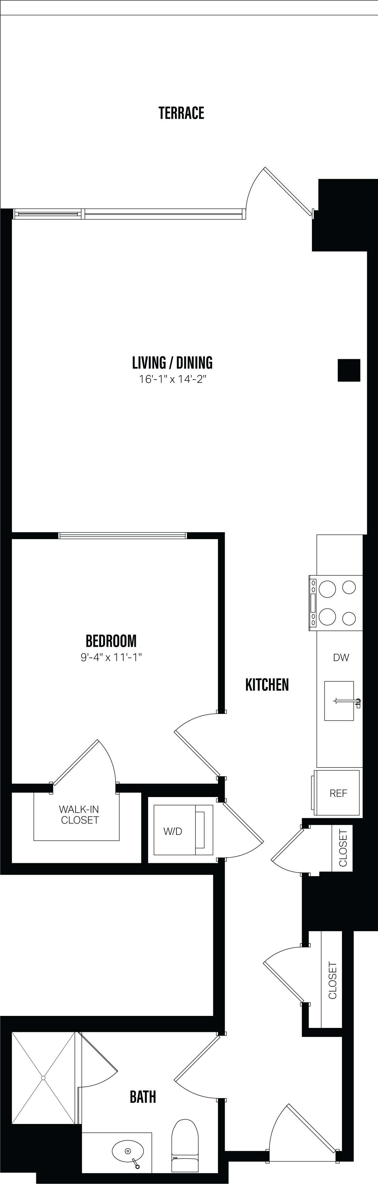 Junior 1 Bed/1 Bath-B11 floor plan