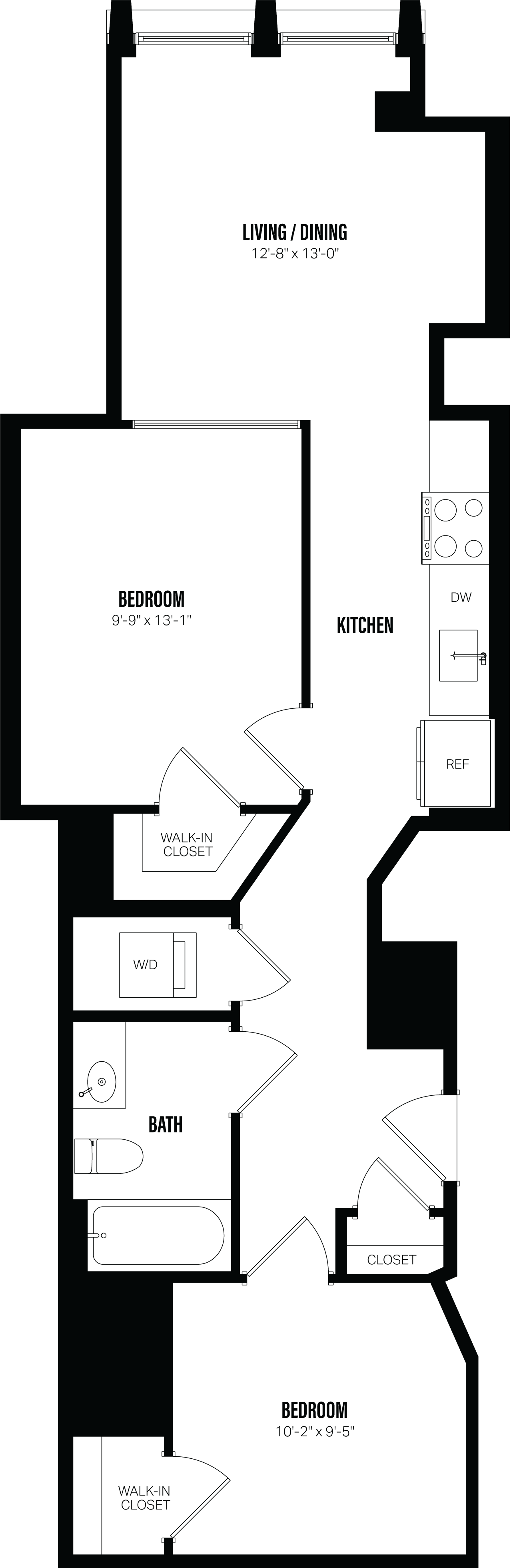 Junior 1 Bed/1 Bath Den-D2 floor plan