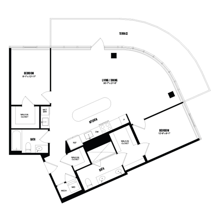 2 Bed/2 Bath-F5 floor plan