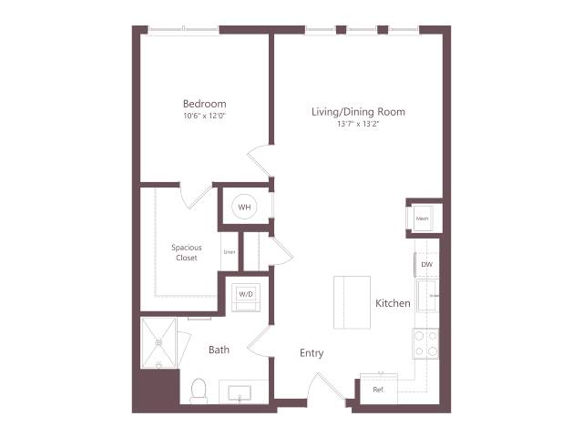 A4 | 1 Bed | 1 Bath floor plan
