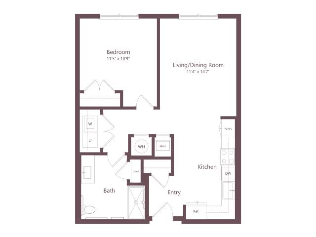 A1G | 1 Bed | 1 Bath floor plan