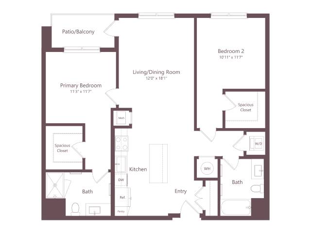 B1 | 2 Bed | 2 Bath floor plan