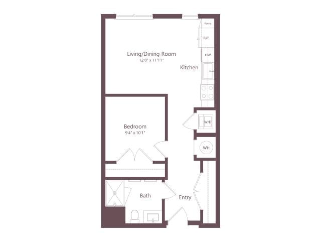 JR1 | 1 Bed | 1 Bath floor plan