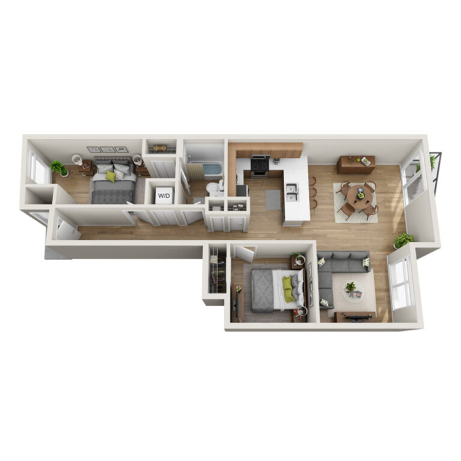 1X1 D floor plan