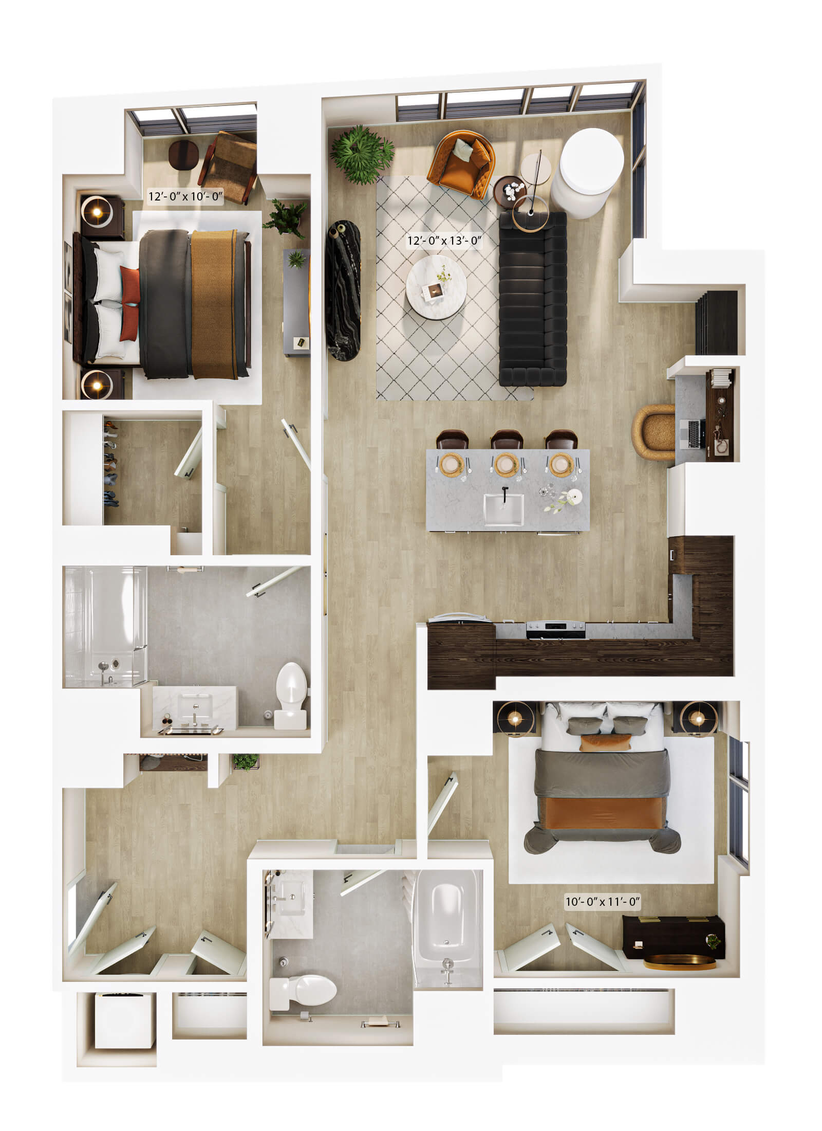 2 Bed/2 Bath-B1 floor plan