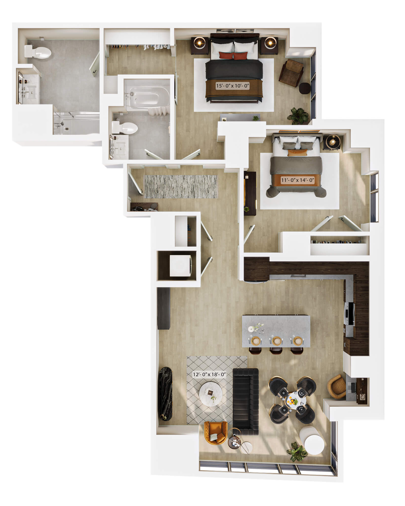 2 Bed/2 Bath-B8 floor plan