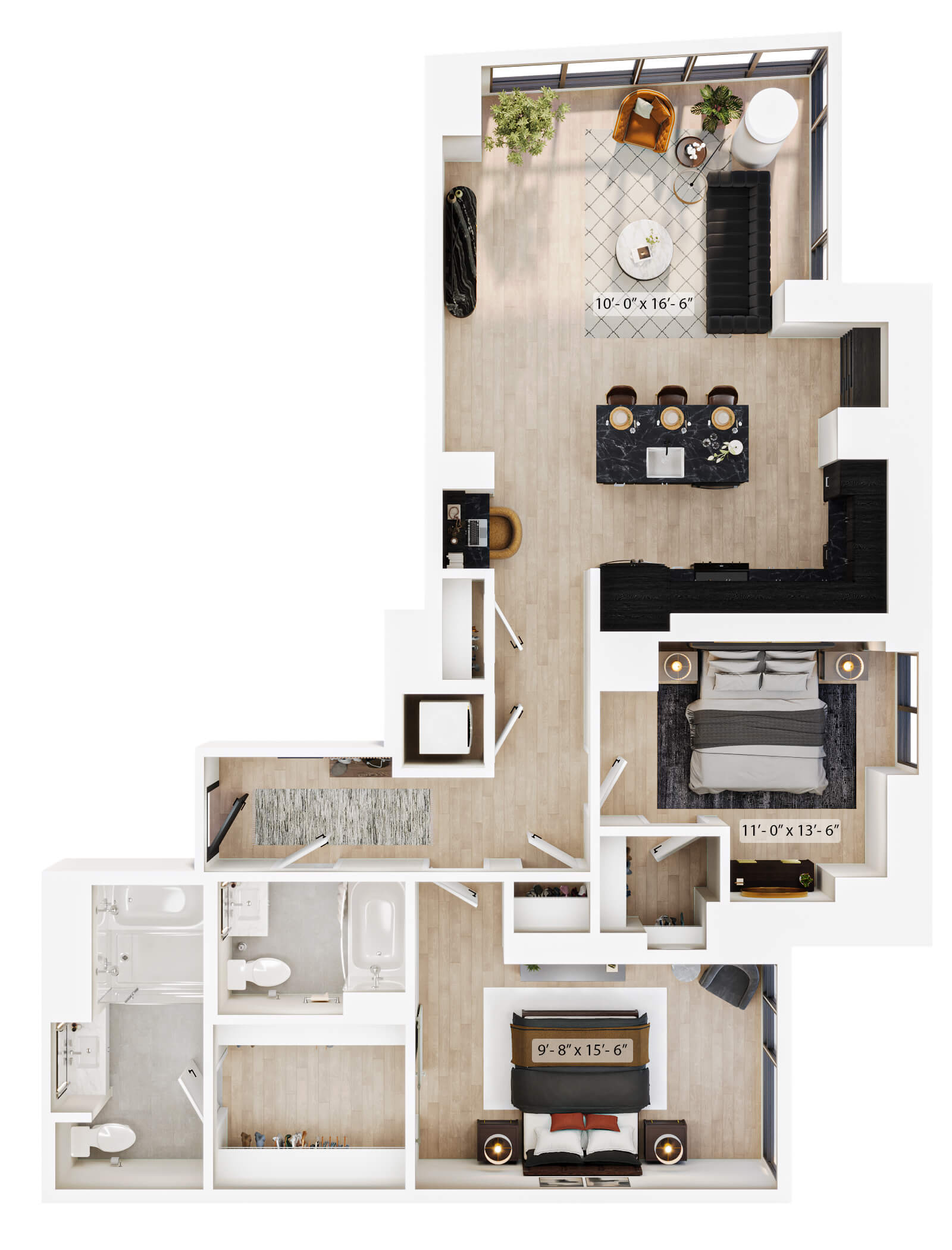 2 Bed/2 Bath-PH-B1 floor plan