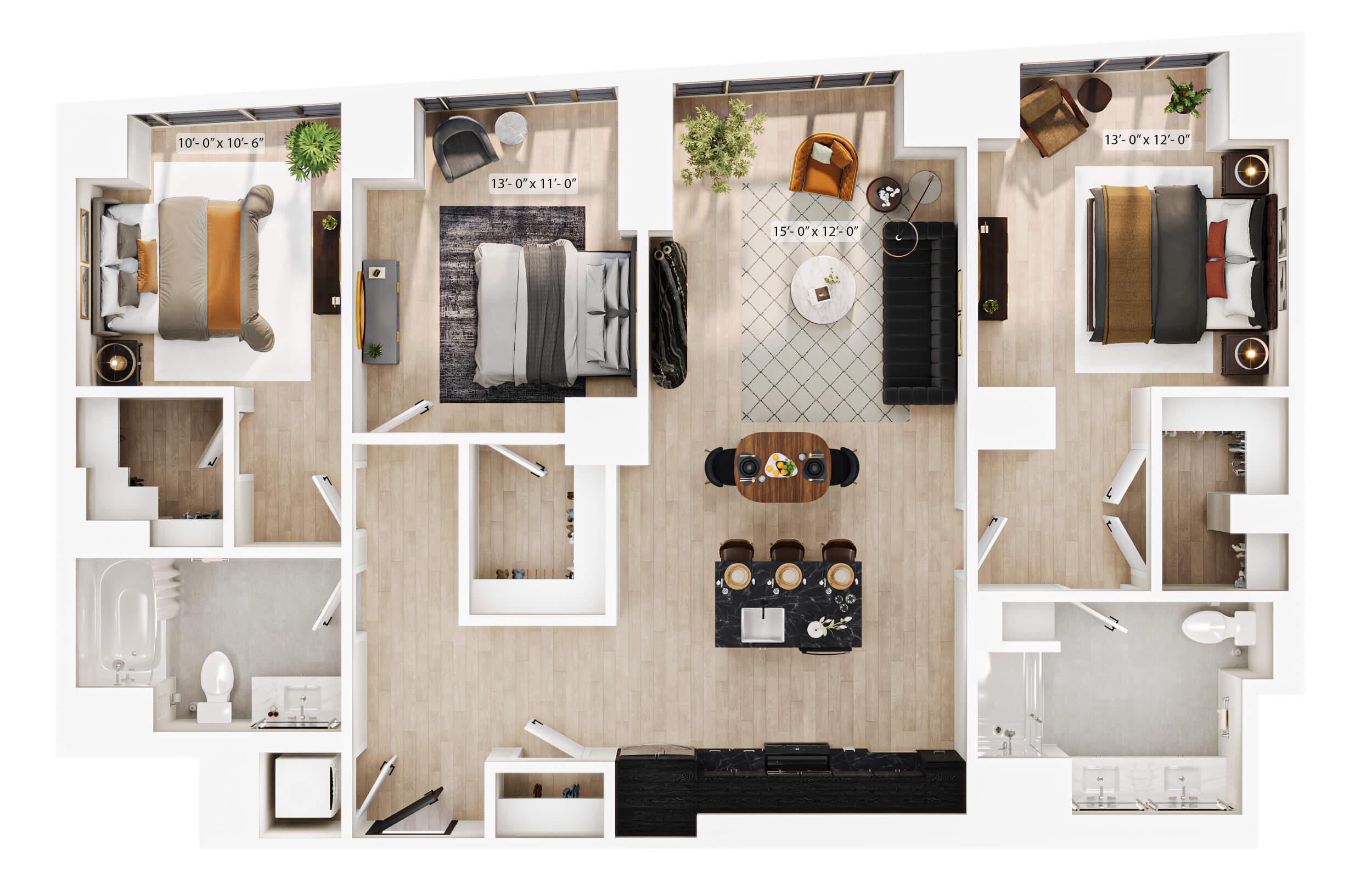 3 Bed/2 Bath-PH-B7 floor plan