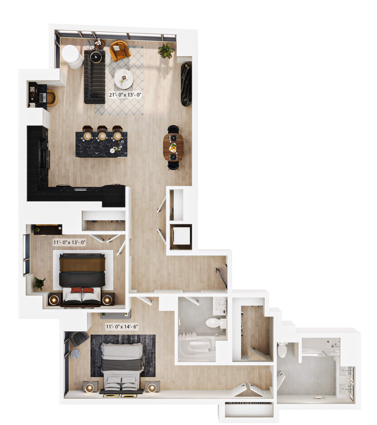 2 Bed/2 Bath-PH-B5 floor plan
