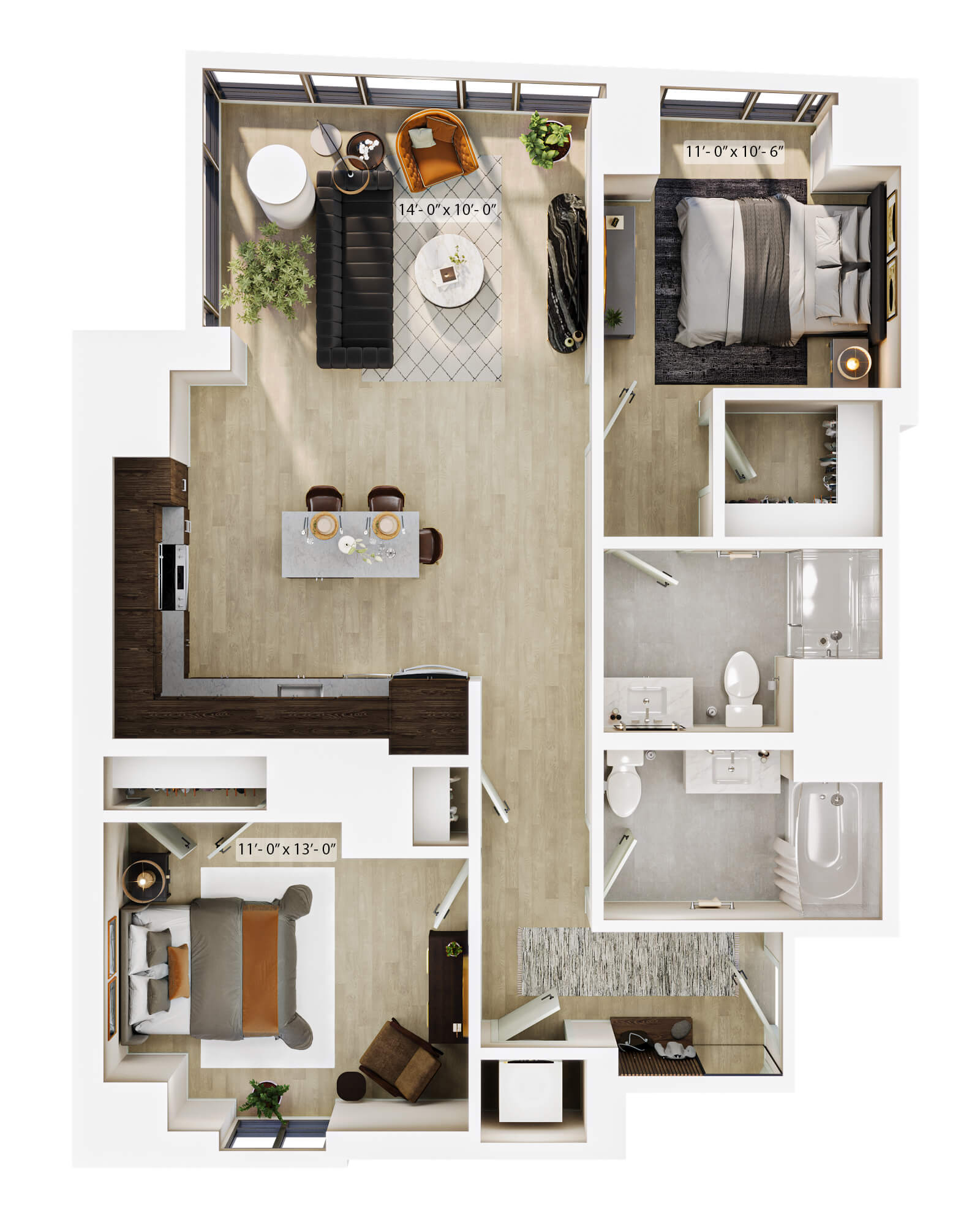 2 Bed/2 Bath-B5 floor plan