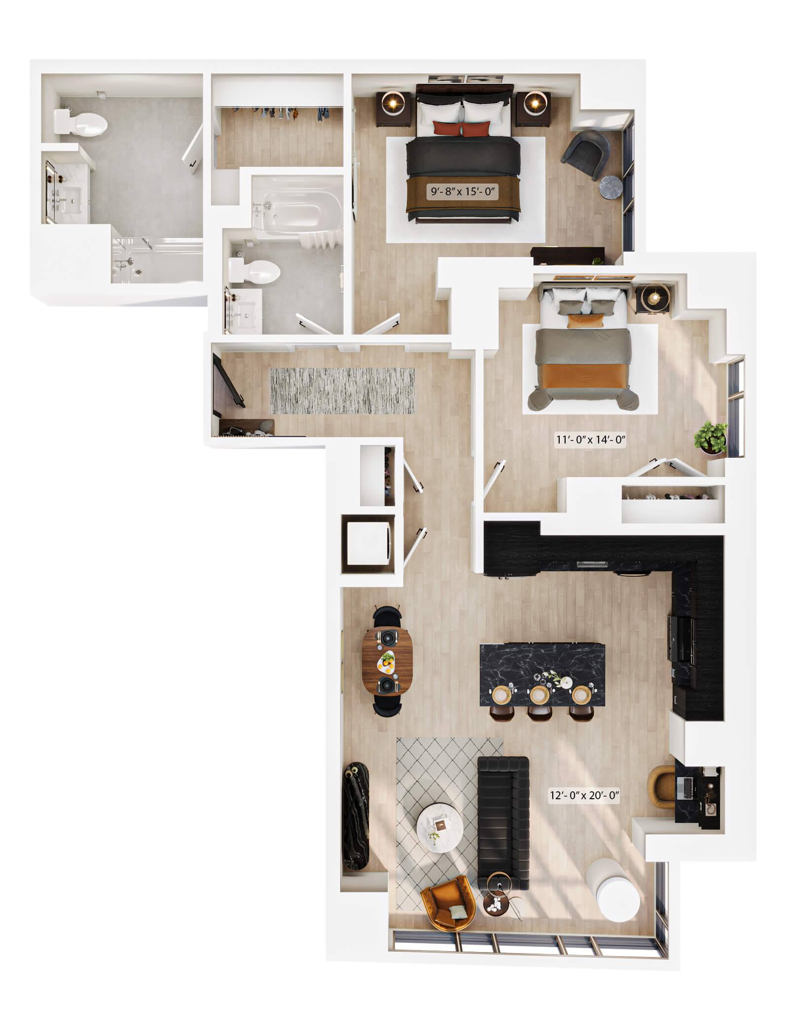 2 Bed/2 Bath-PH-B2 floor plan