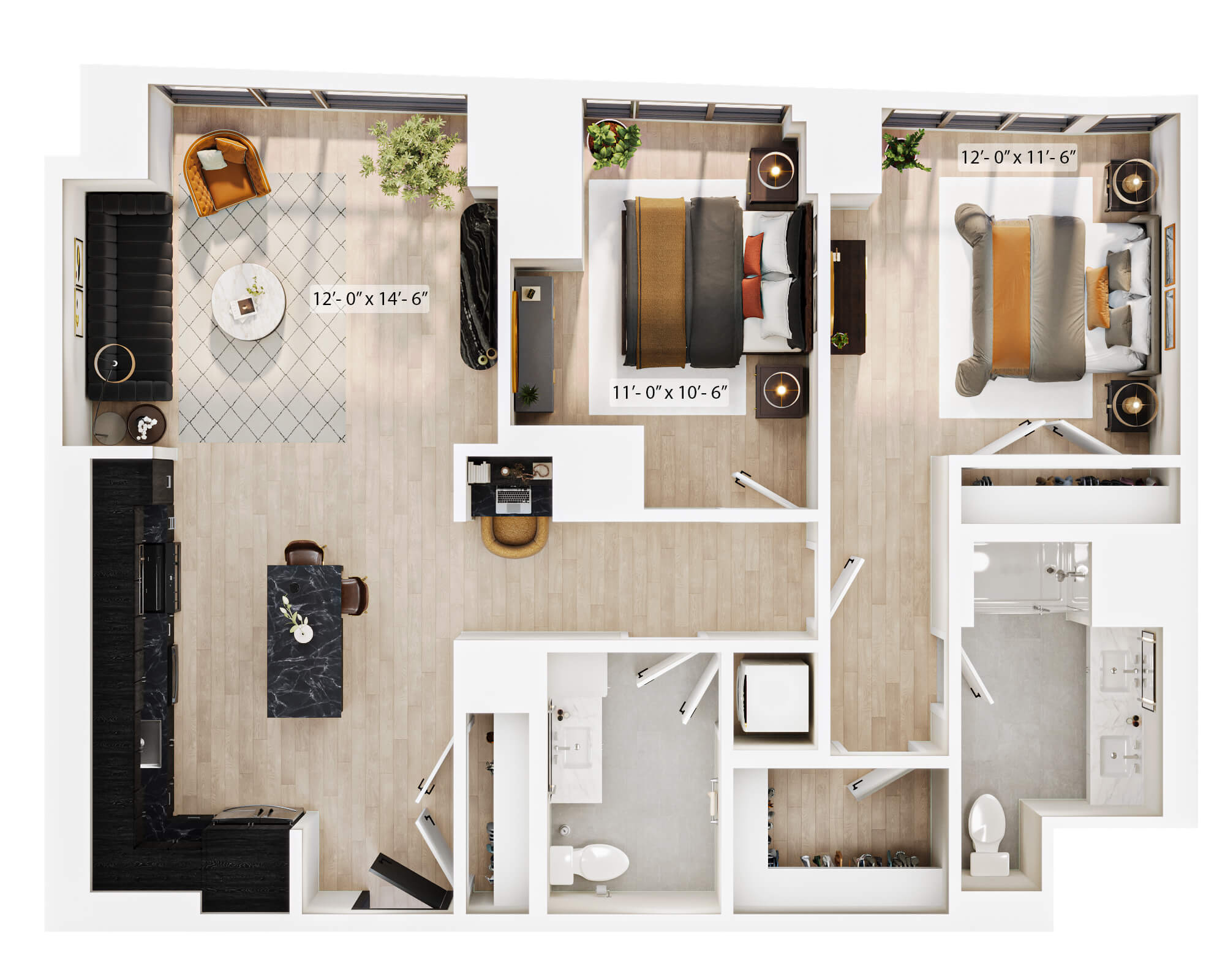 1 Bed/1 Bath Den-PH-A1D floor plan