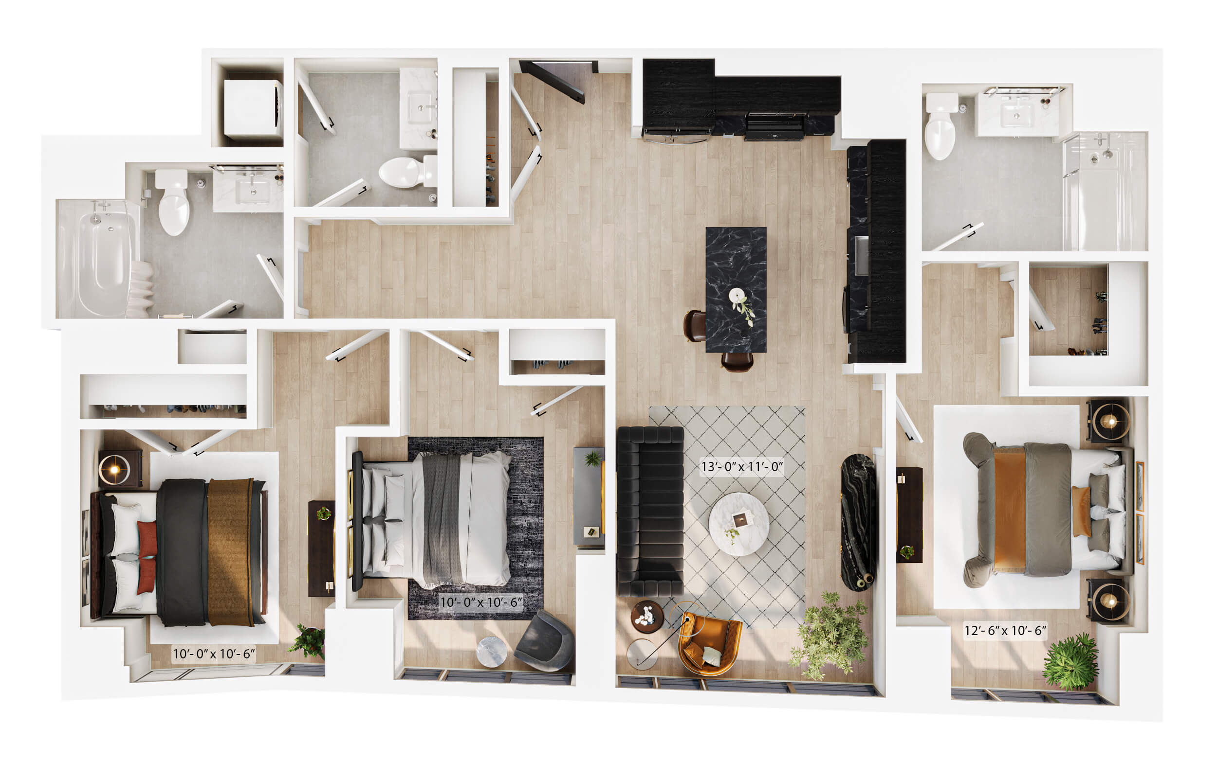 3 Bed/3 Bath-PH-B6 floor plan