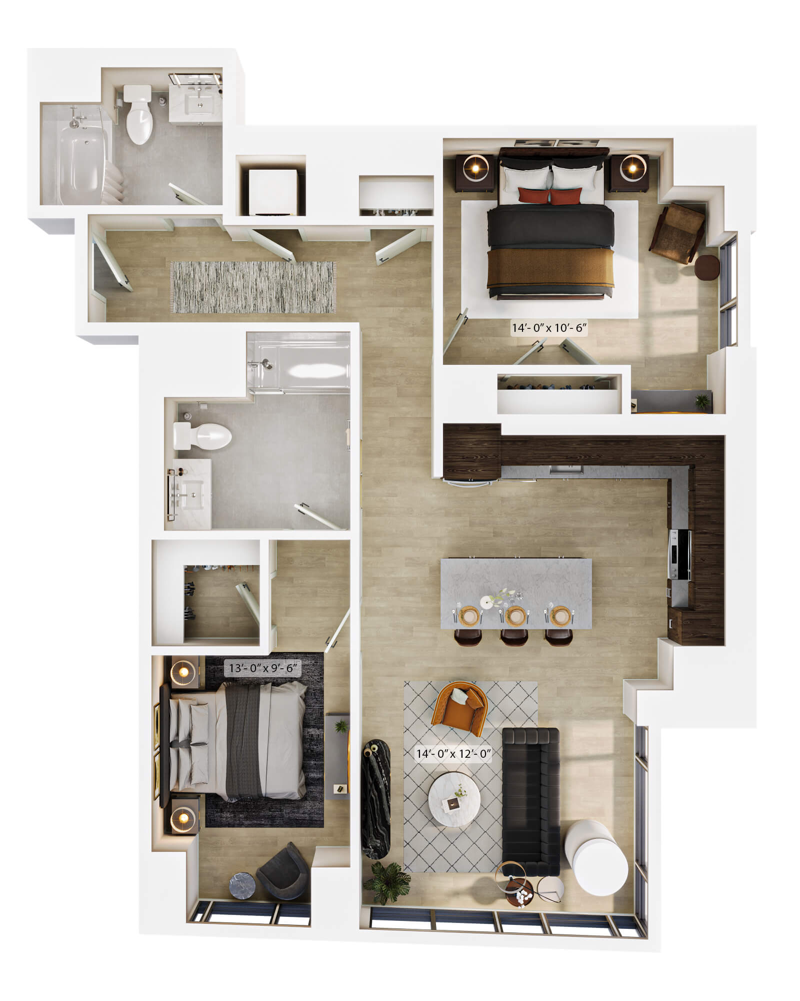 2 Bed/2 Bath-B2 floor plan
