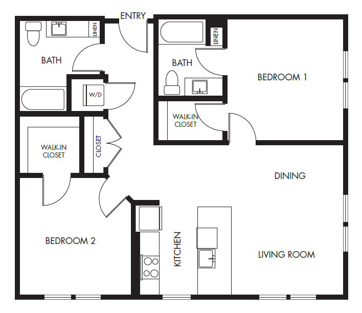 2 Bed 2 Bath Podium - 1044 floor plan