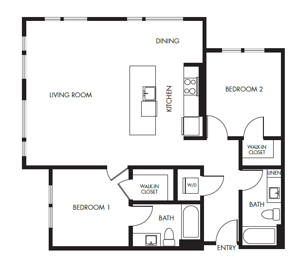 2 Bed 2 Bath Podium - 1108 floor plan