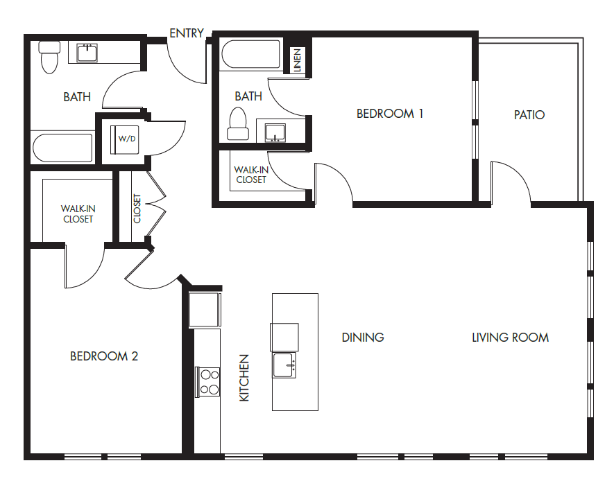 2 Bed 2 Bath Podium - 1341 floor plan