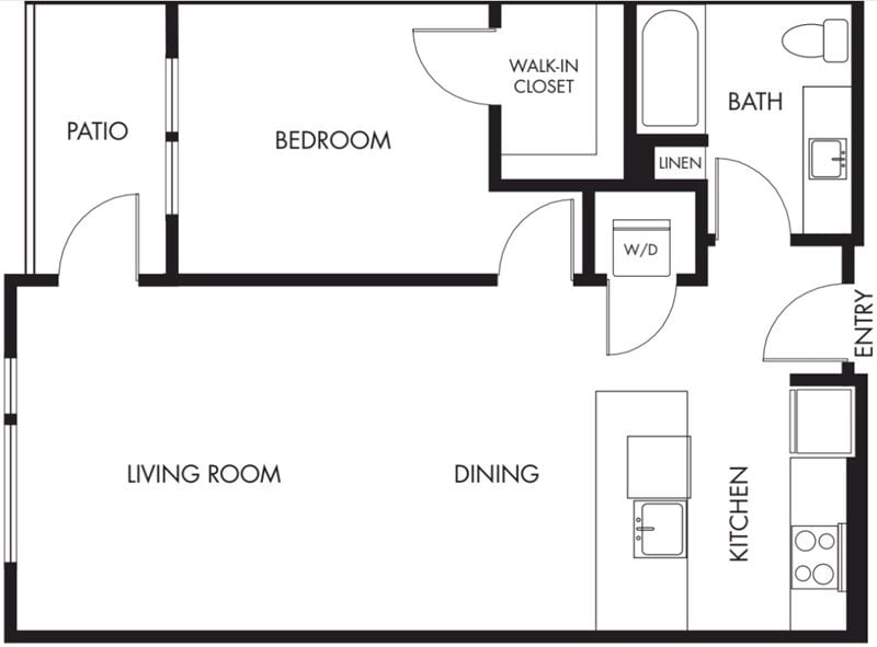 1 Bed 1 Bath Podium - 766 floor plan