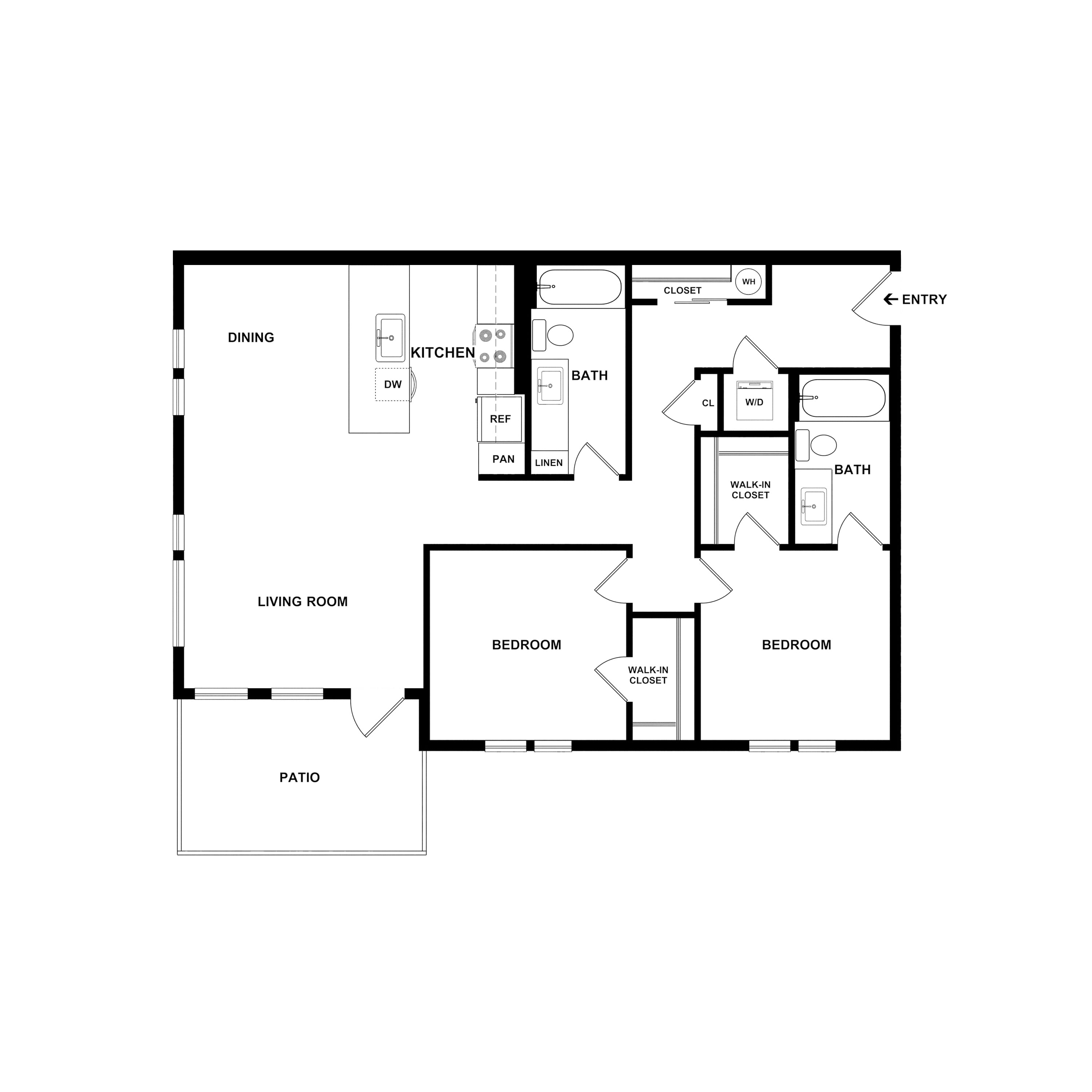 2 Bed 2 Bath Garden with Detached Garage - 1104 floor plan