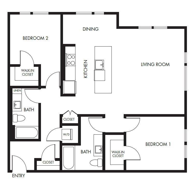 2 Bed 2 Bath Podium - 1183A floor plan
