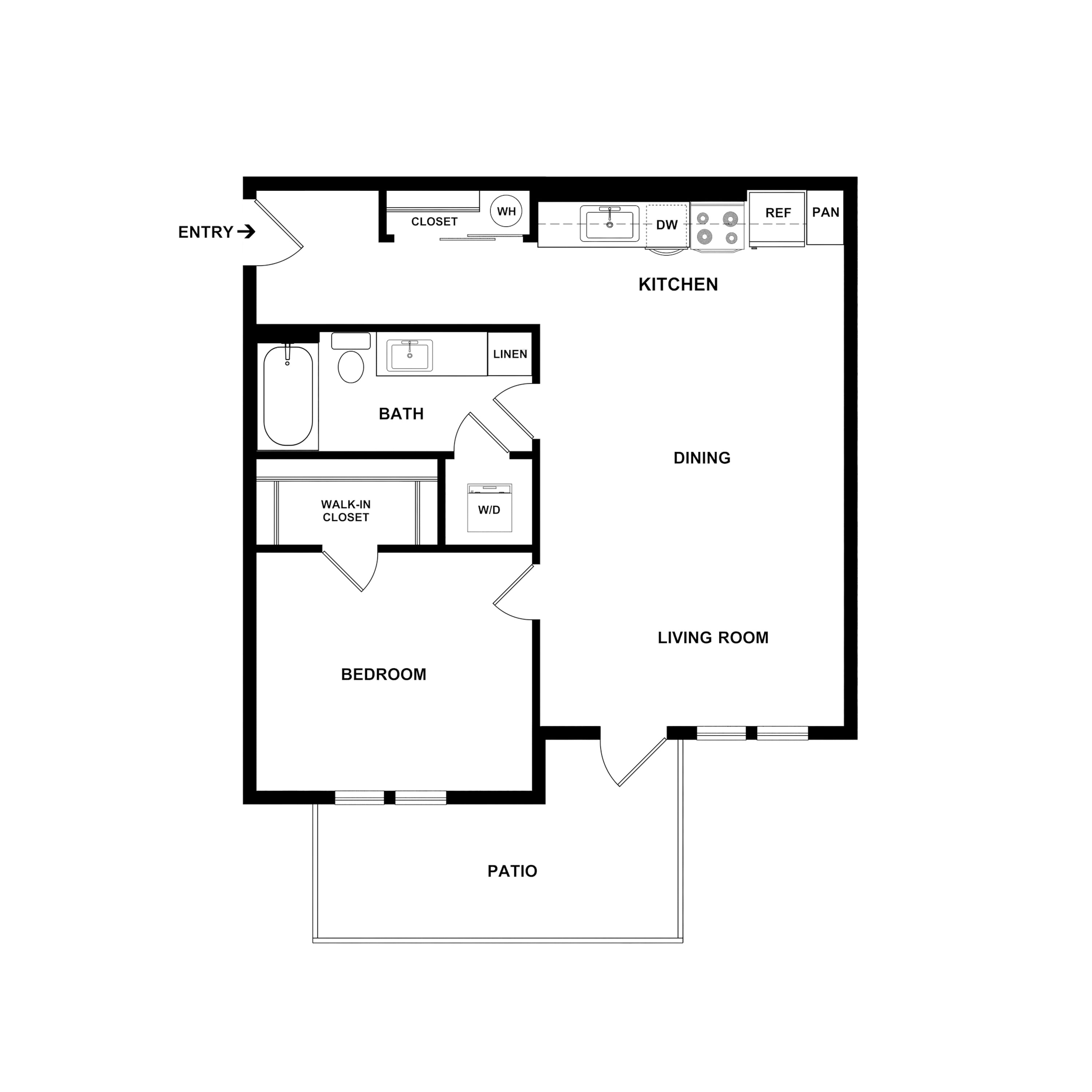 1 Bed 1 Bath Garden - 726 floor plan