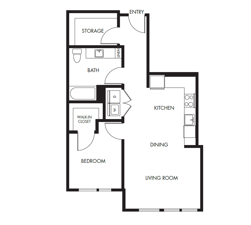 1 Bed 1 Bath Podium - 787 floor plan