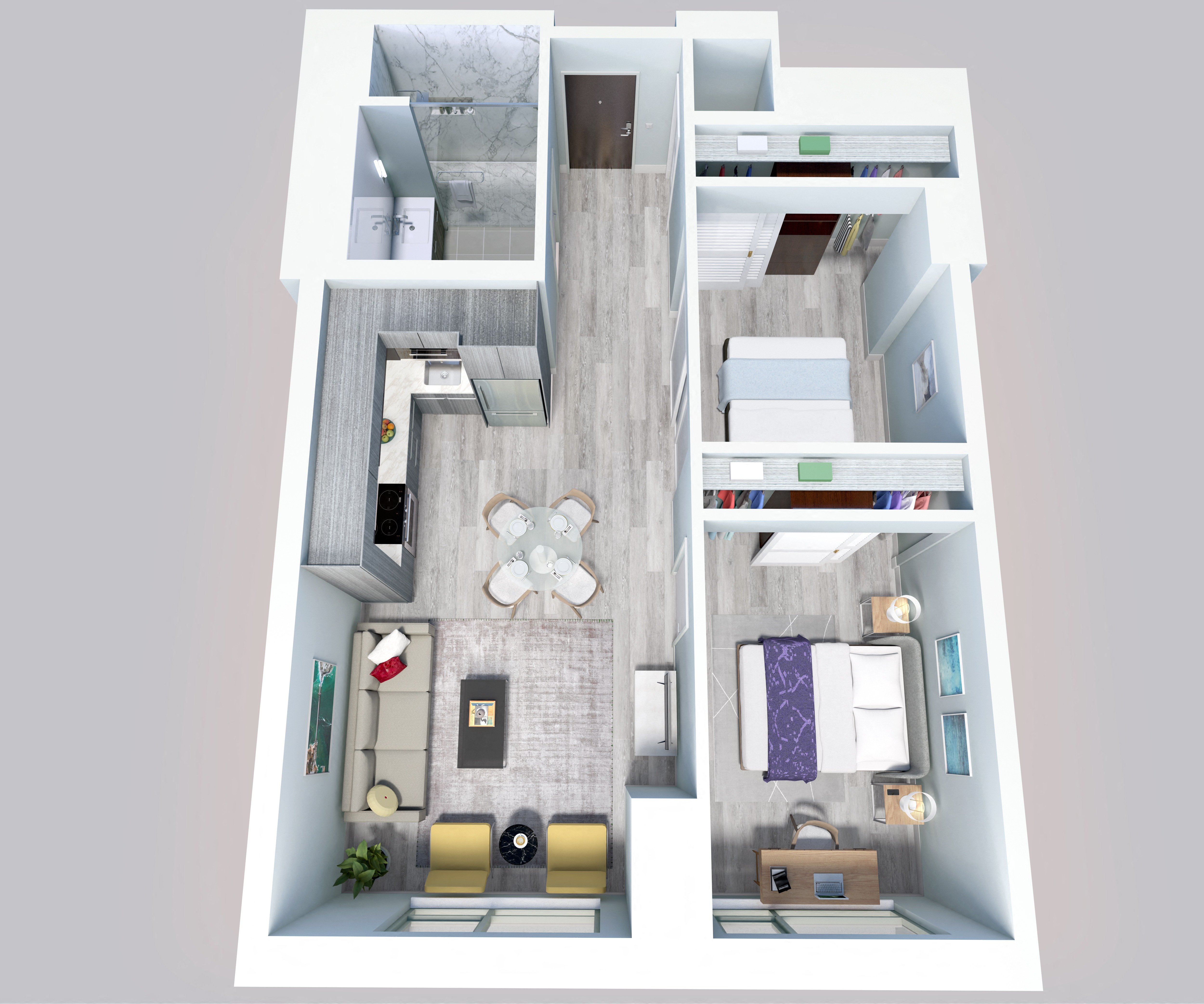 2 Bed, 1 Bath C floor plan