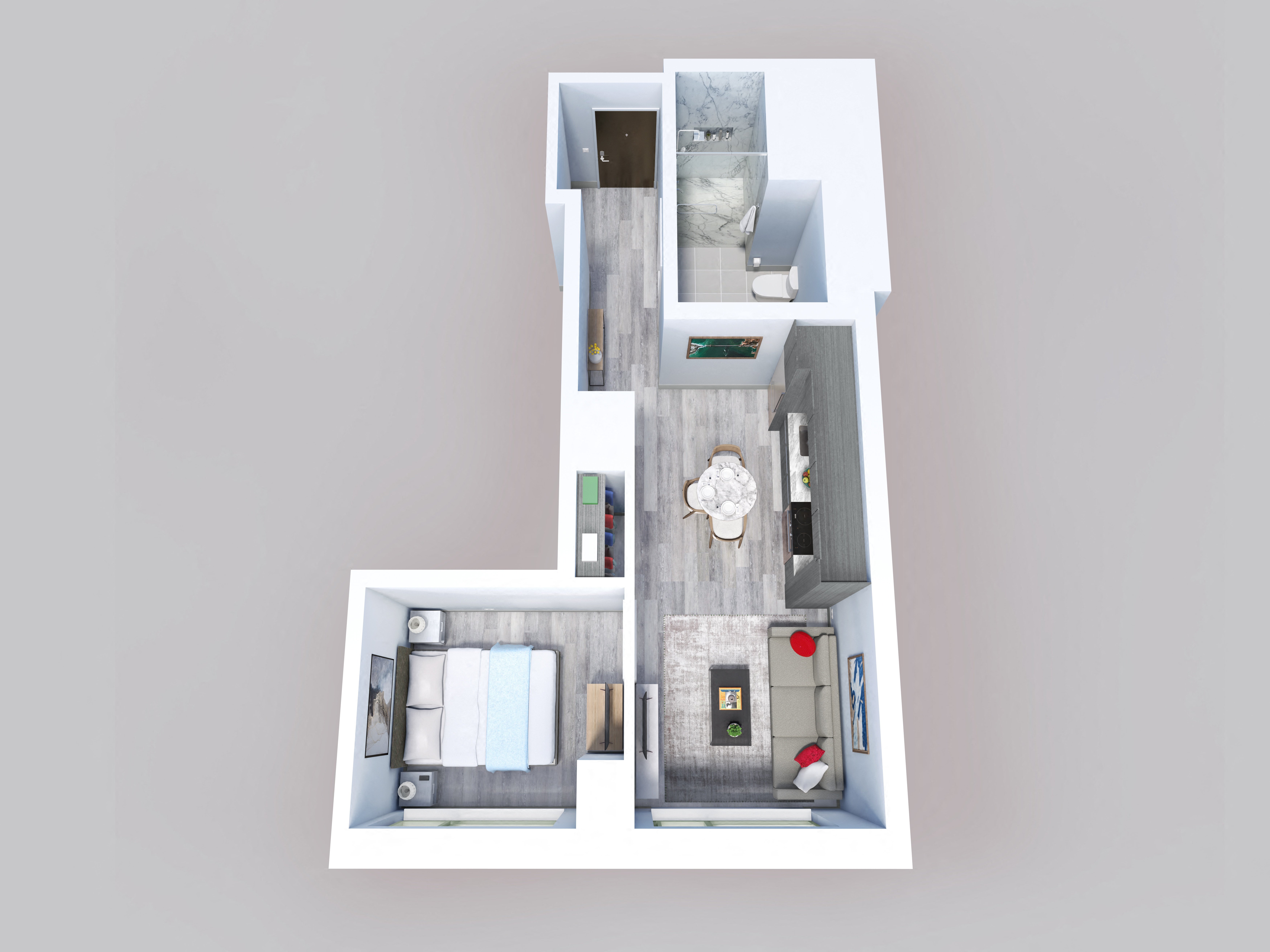 1 Bed, 1 Bath C floor plan