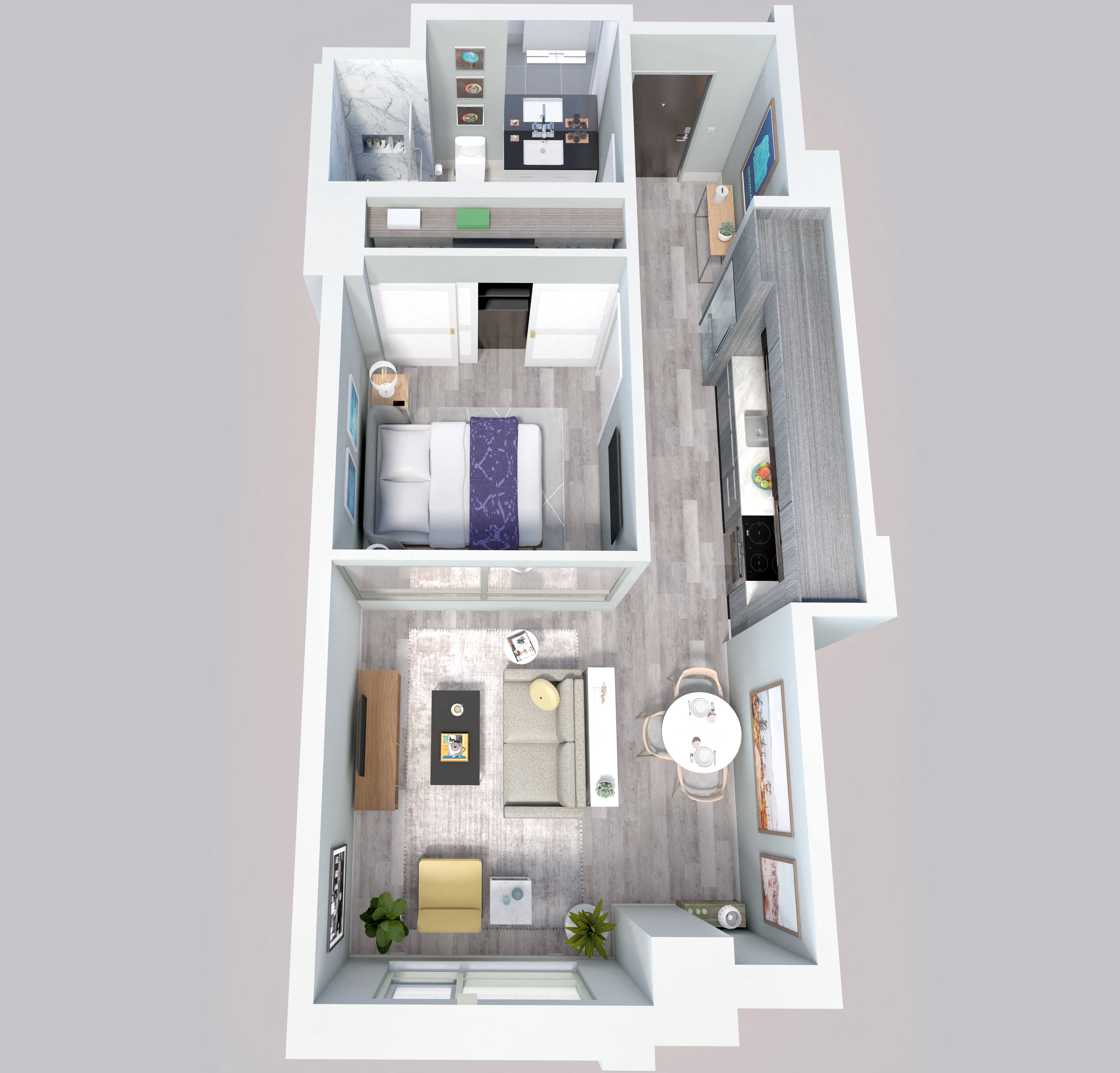 1 Bed, 1 Bath B floor plan