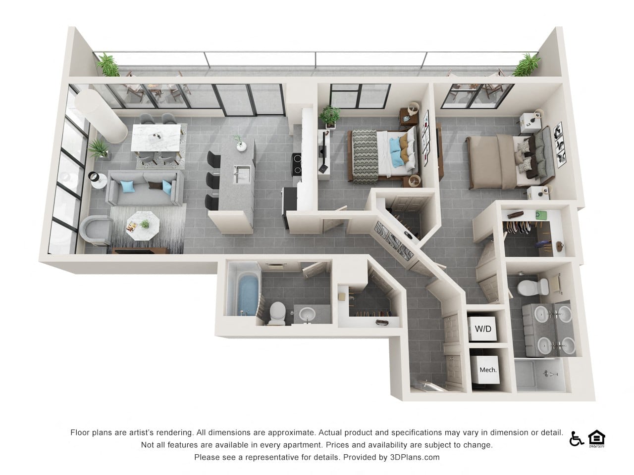 Two Bedroom D floor plan
