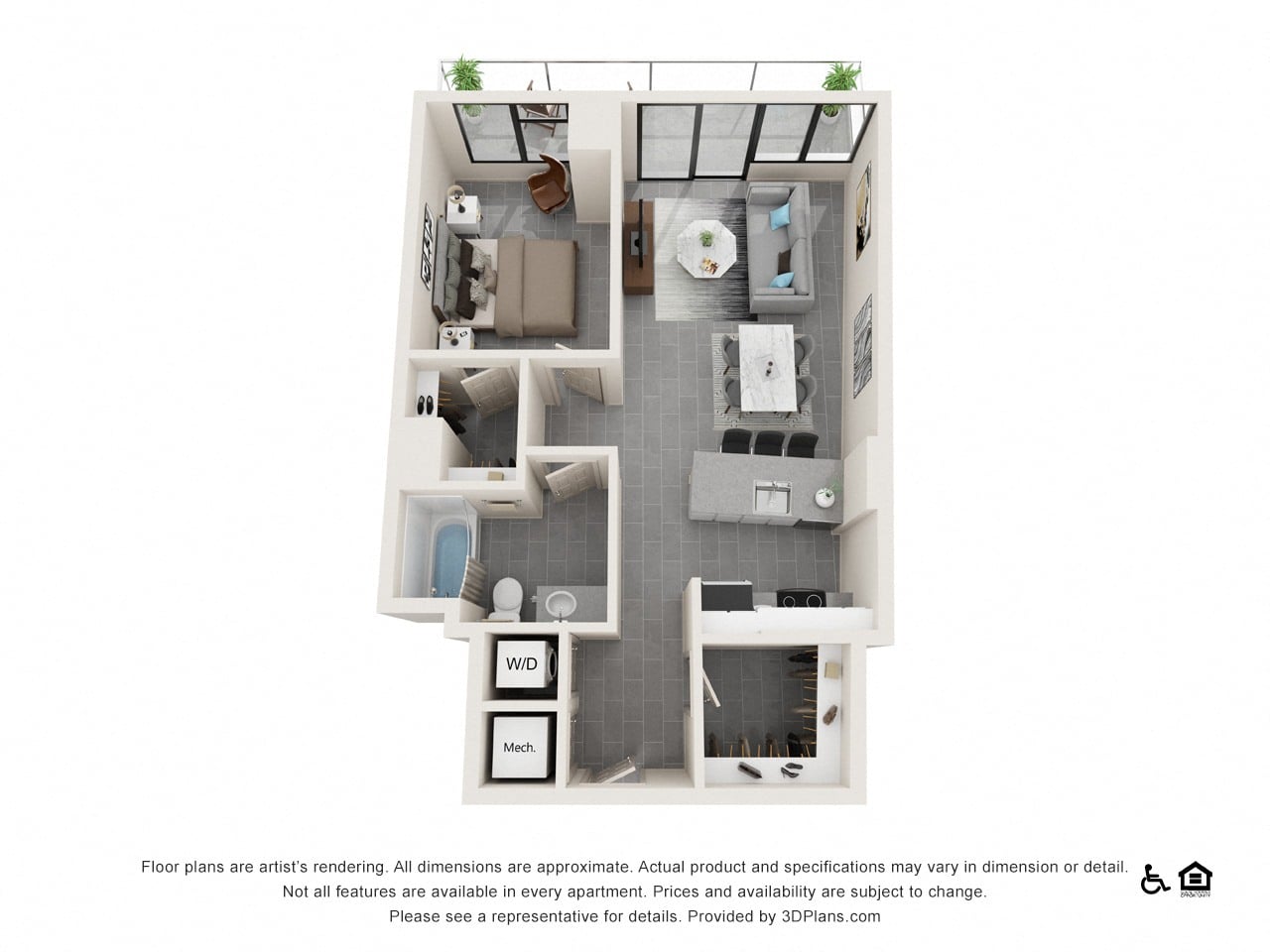 One Bedroom B floor plan