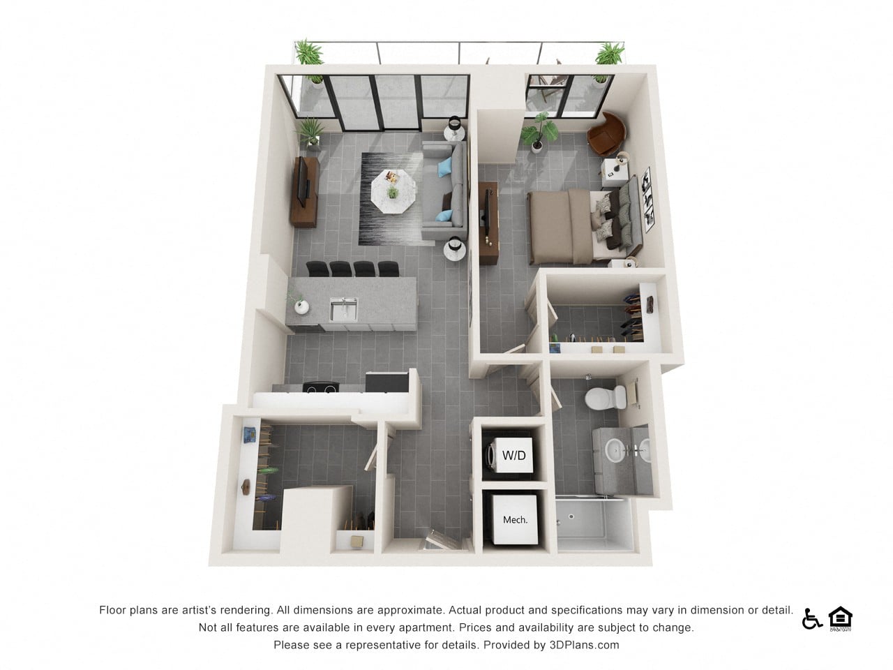 One Bedroom H floor plan