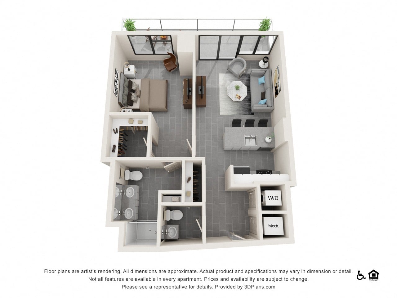 One Bedroom D floor plan