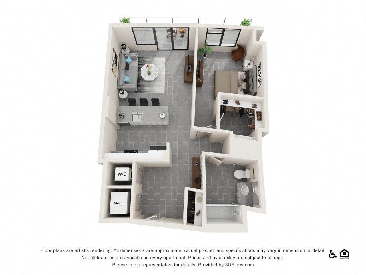 One Bedroom C floor plan